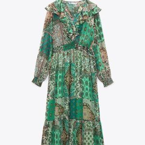 ZARA PATCHWORK PRINT DRESS MULTICOLORED. NEW NEVER WORN